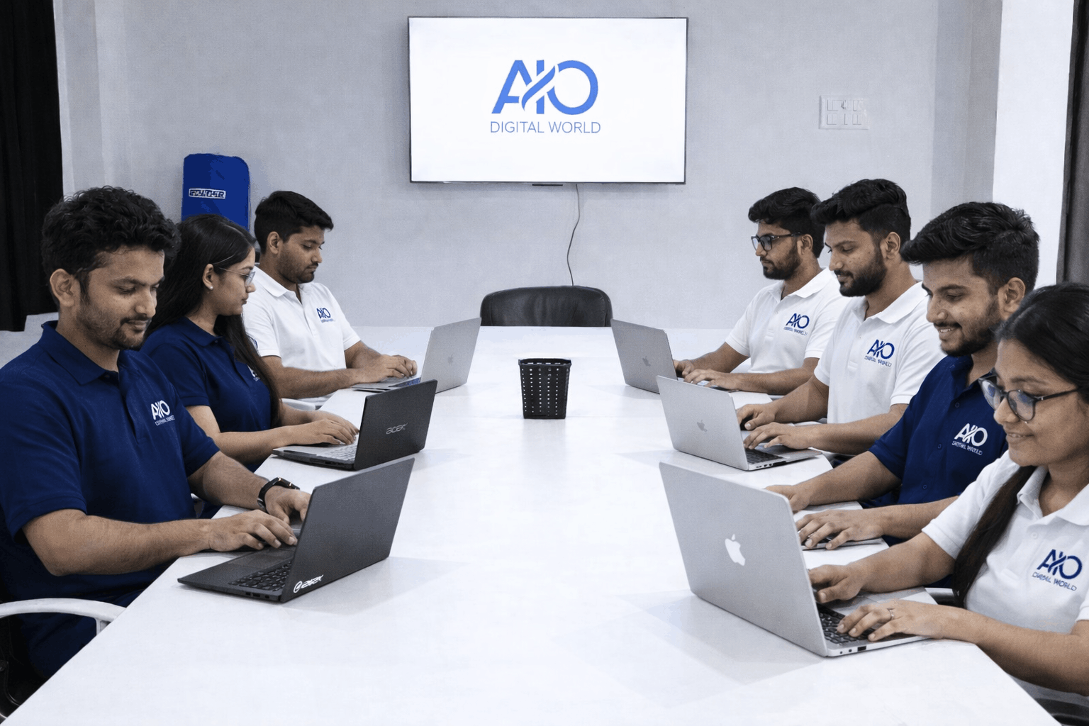 Students sitting in classroom with laptop in bhagalpur, bihar